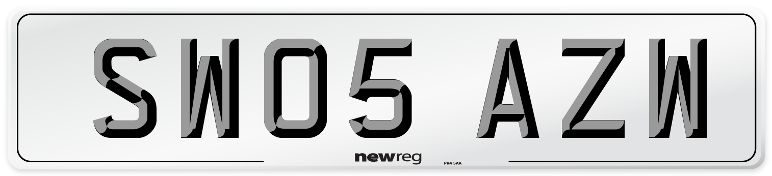 SW05 AZW Number Plate from New Reg